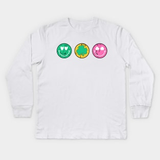 St Patrick's Day Emojis - I'm Not Irish But Kiss Me Anyway Kids Long Sleeve T-Shirt